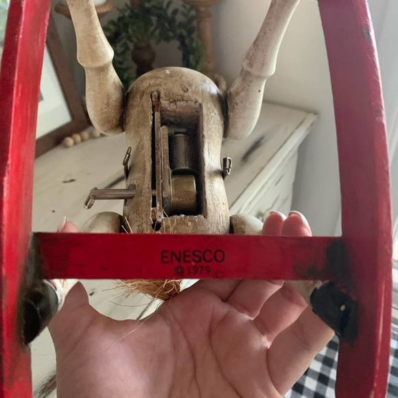 Vintage ‘79 ENESCO Christmas Wooden rocking horse music box - Picture 6 of 8